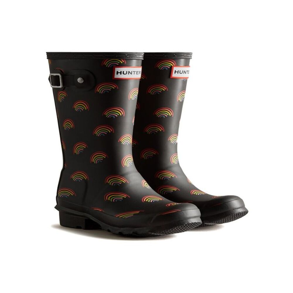 Hunter Kids Black Rainbow Boots
